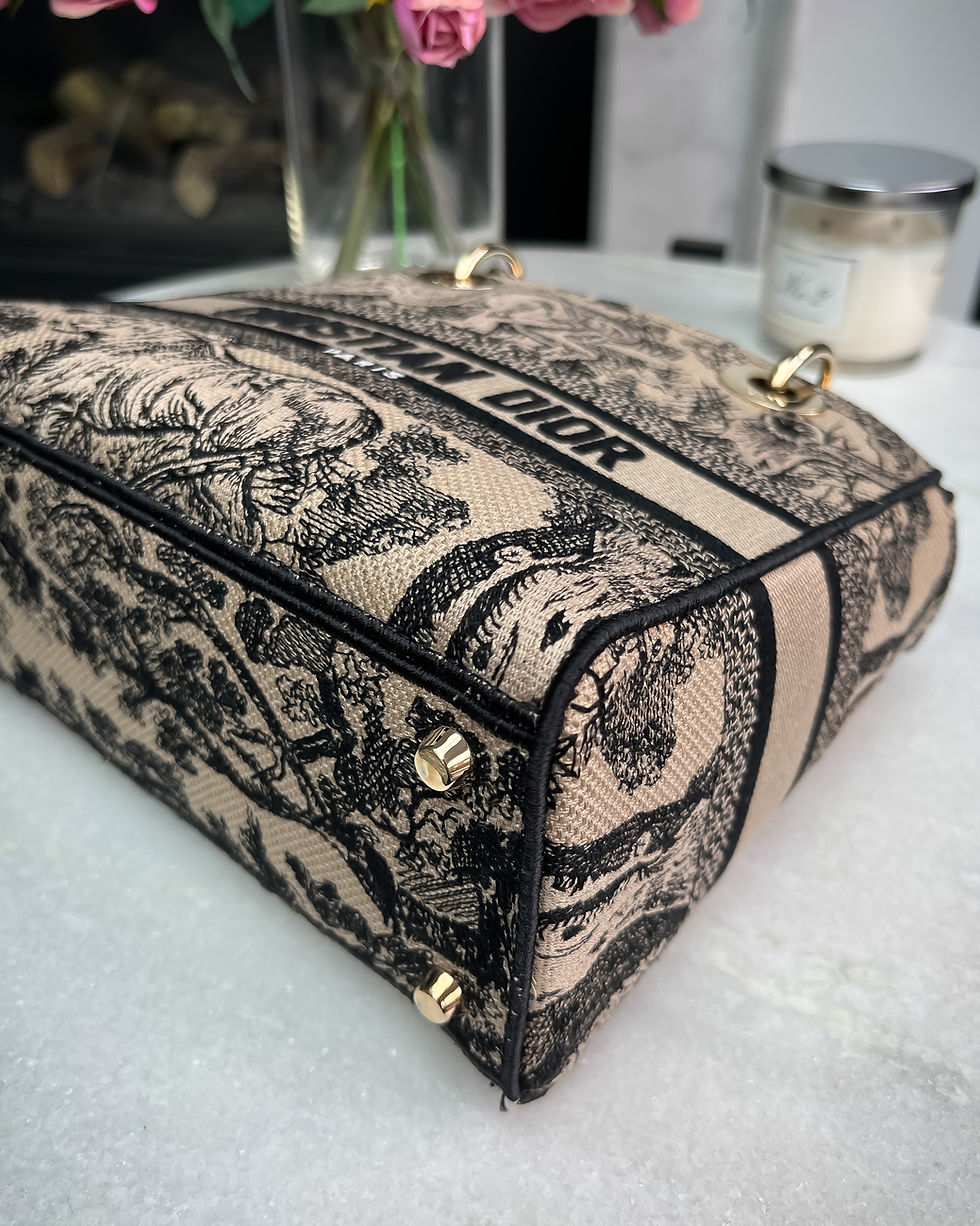 Thumbnail: Christian Dior Lady D-Lite Medium Brown Toile de Jouy Embroidery