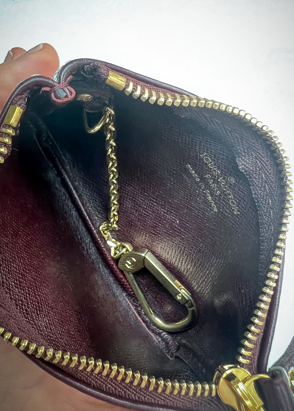 Thumbnail: Louis Vuitton Burgundy Monogram Mini Lin Pochette Key Pouch