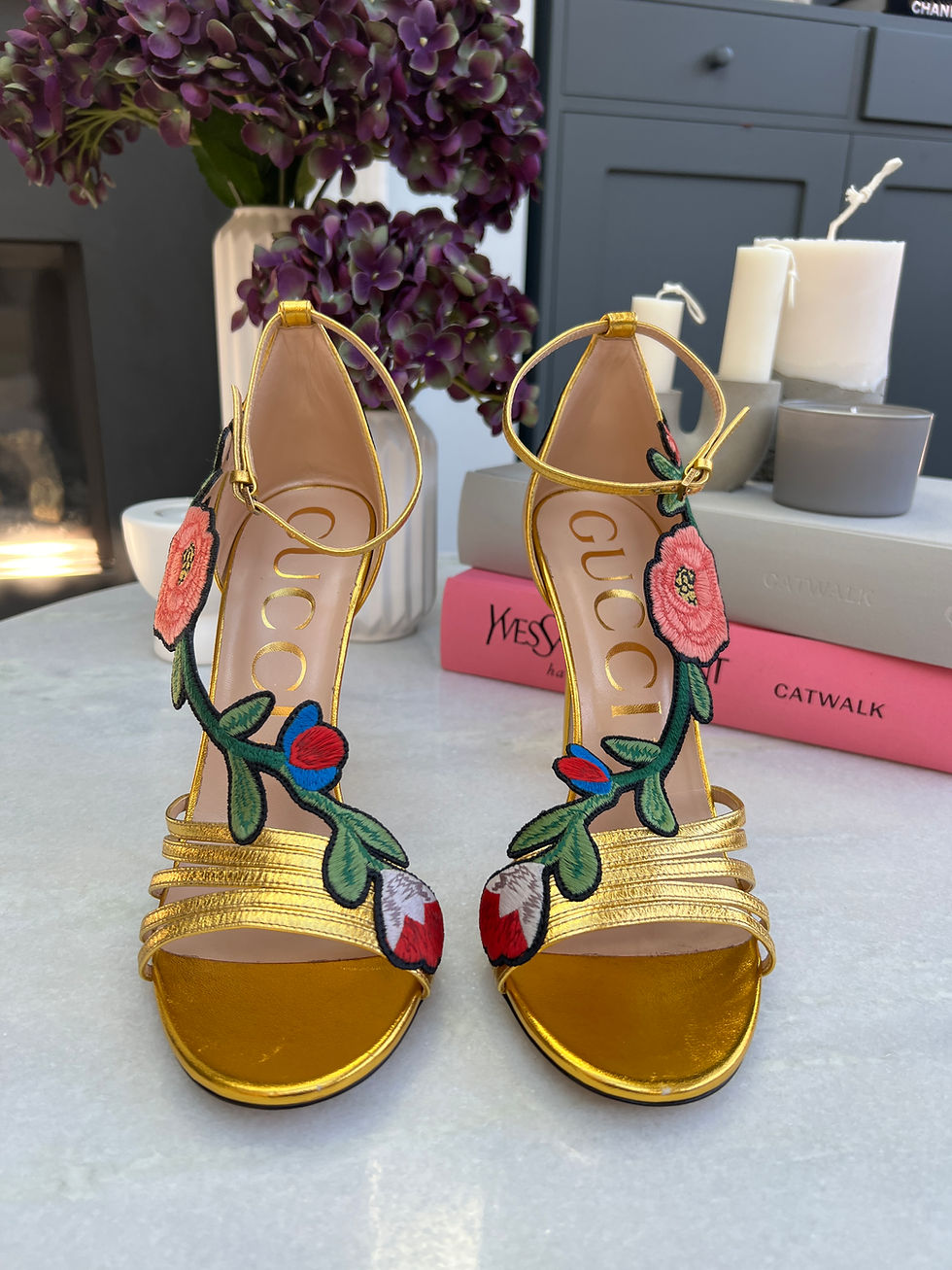 Thumbnail: Gucci Gold Ophelia 110 Leather Sandals
