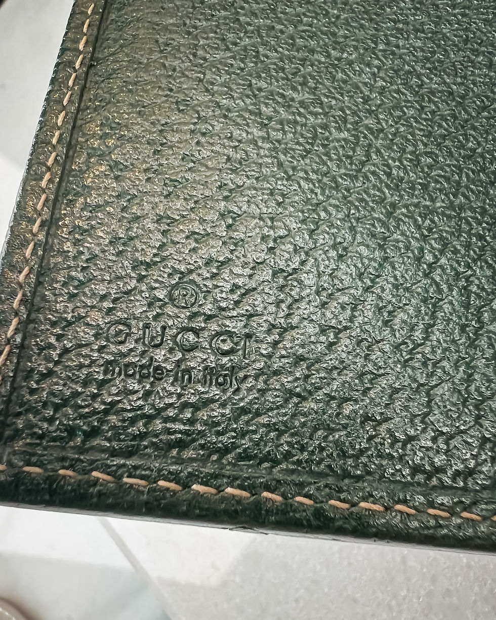 Thumbnail: Gucci Monogram D Ring Continental Wallet brown canvas with green leather trim