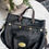 Thumbnail: Mulberry Mitzy Tote in black Pebbled leather with brushed gold tone hardware
