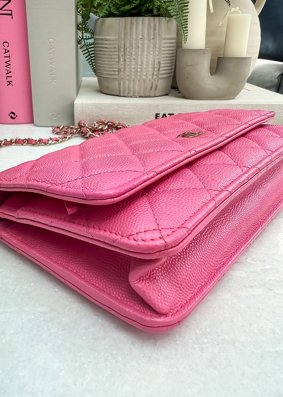 Thumbnail: Chanel 19C Pink Wallet on Chain with light gold hardware (RRP £2810)