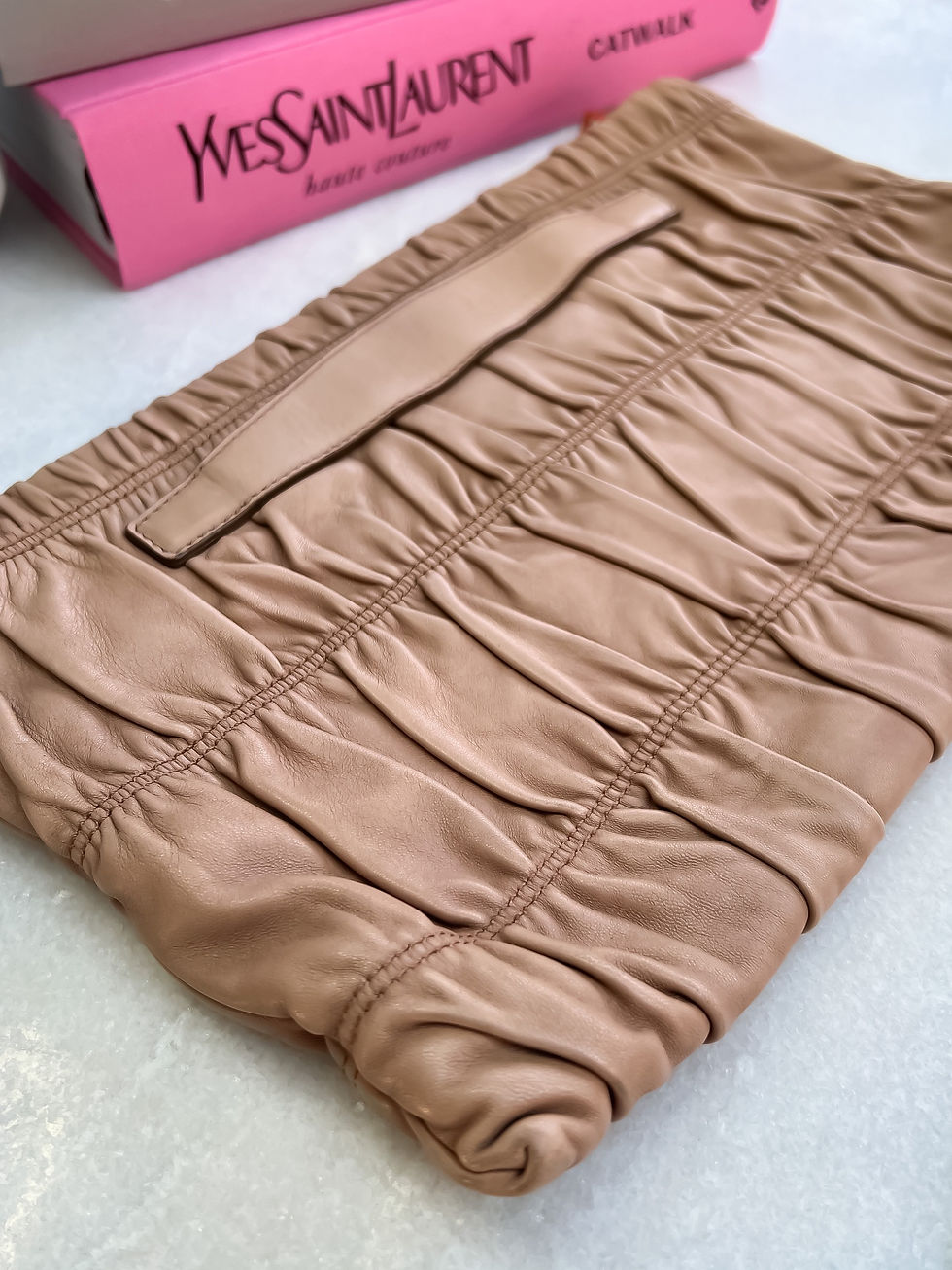 Thumbnail: Prada Nappa Gaufre Clutch Bag Brown​​​​​​​ (muted pink)
