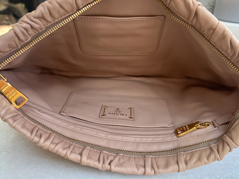 Thumbnail: Prada Nappa Gaufre Clutch Bag Brown​​​​​​​ (muted pink)