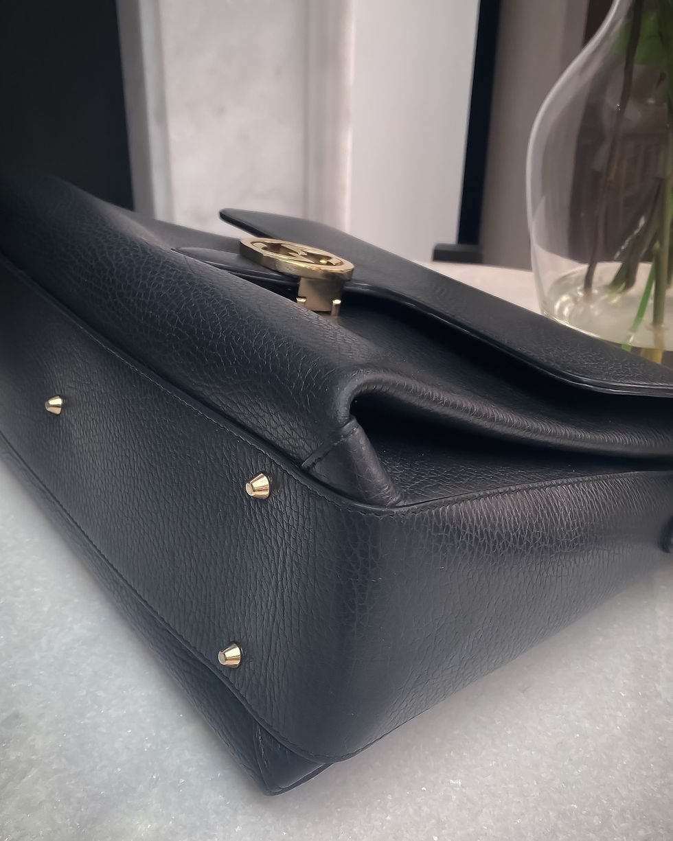 Thumbnail: Black Interlocking GG Bag Top Handle / Crossbody