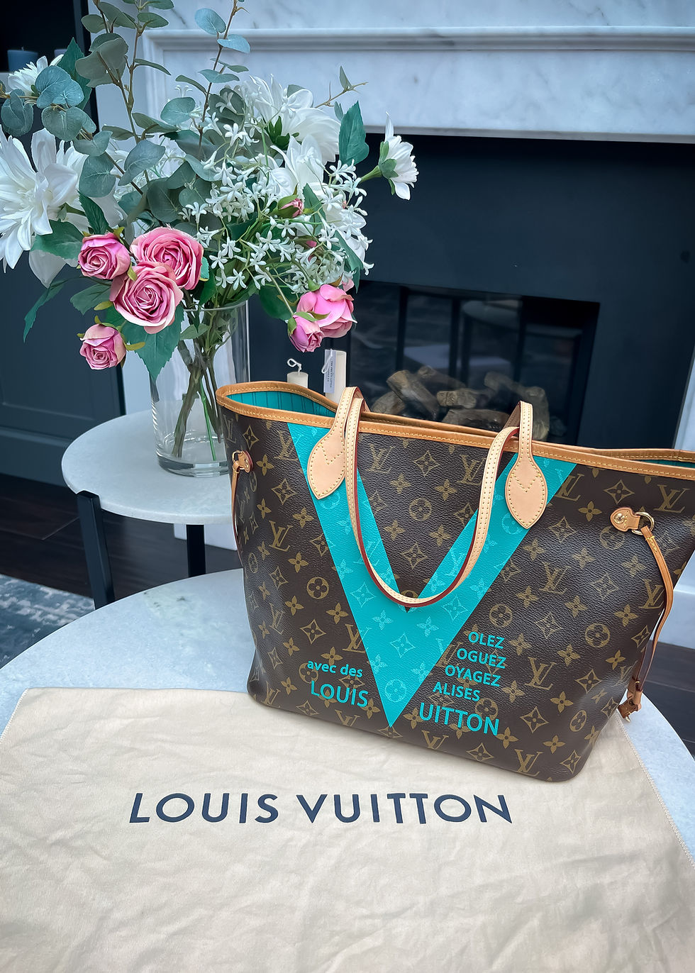 Thumbnail: Louis Vuitton Limited Edition Monogram V Neverfull MM Turquoise