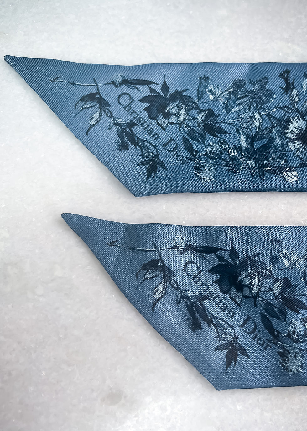 Thumbnail: Christian Dior D-Millefiori Mitzah Scarf Blue Silk Twill