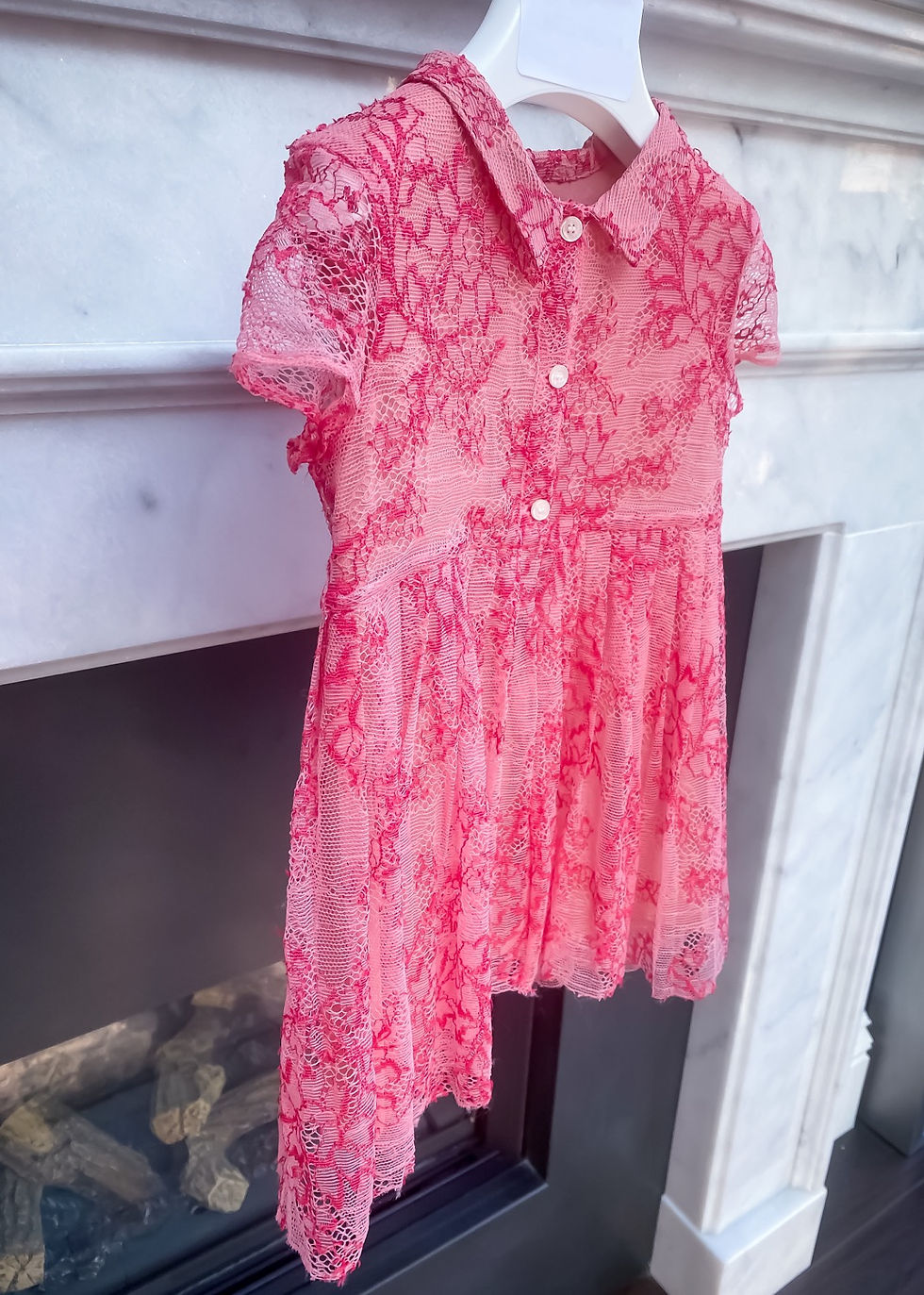Thumbnail: Burberry Pink/Red Lace Dress 12 months