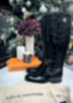 Thumbnail: Louis Vuitton High Rubber Rain Boots / Wellington Boots black monogram detailing