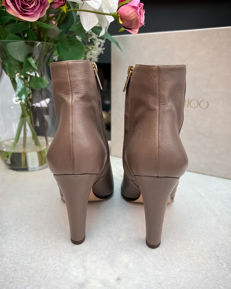 Thumbnail: Jimmy Choo Mass Leather Ankle Boots in Mink - Size 40.5