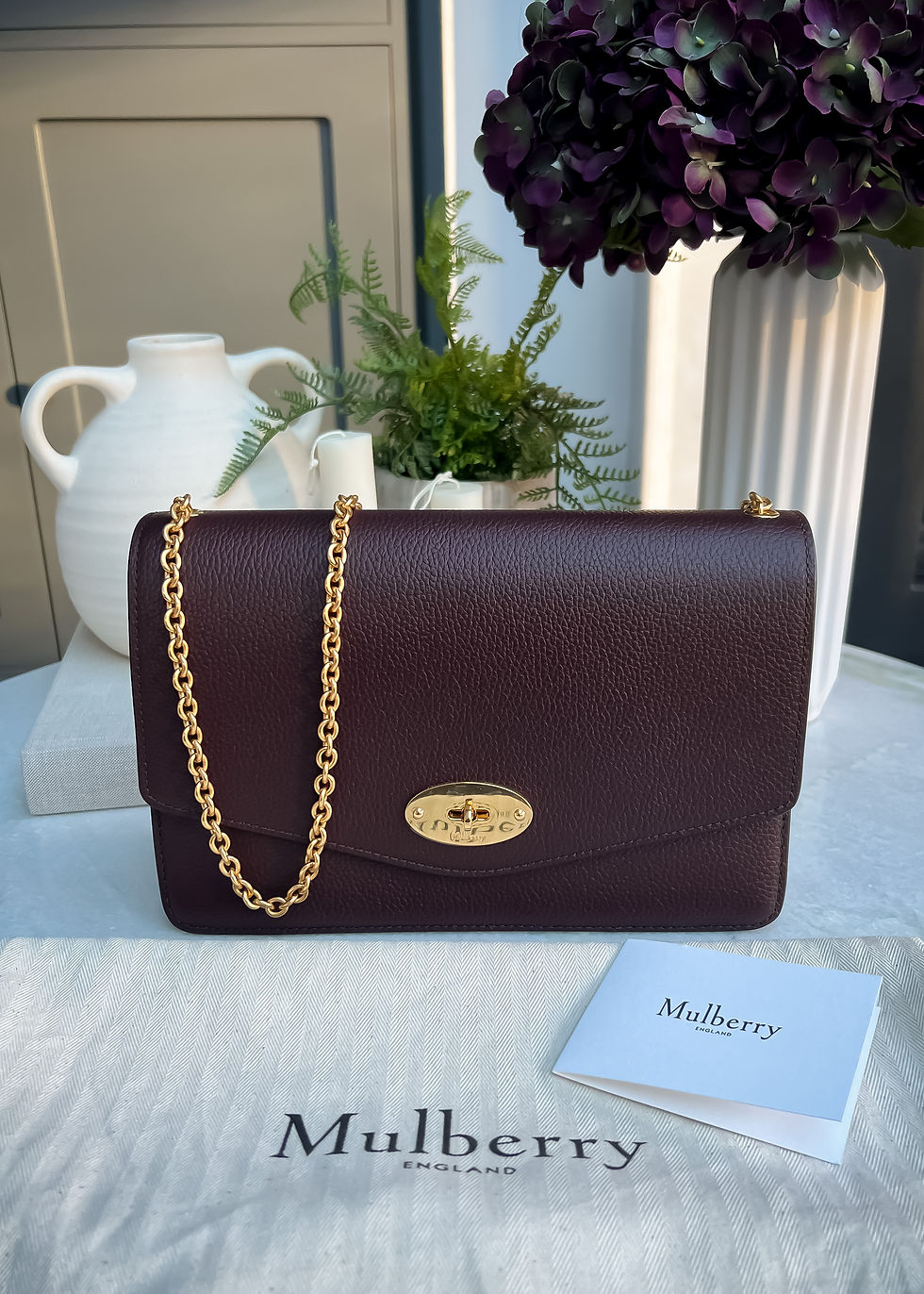 Thumbnail: Mulberry Medium Darley in Oxblood with gold tone hardware