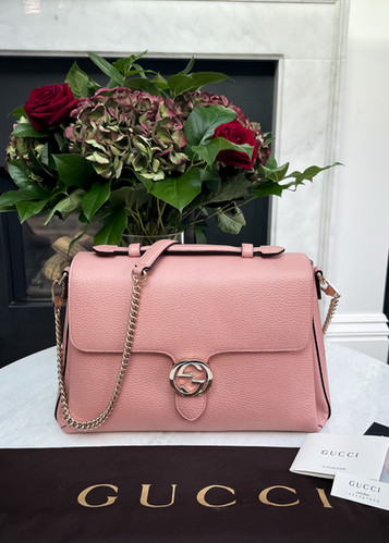 GUCCI ハンドバッグ ベージュ/ピンク グッチショルダーバッグピンク春