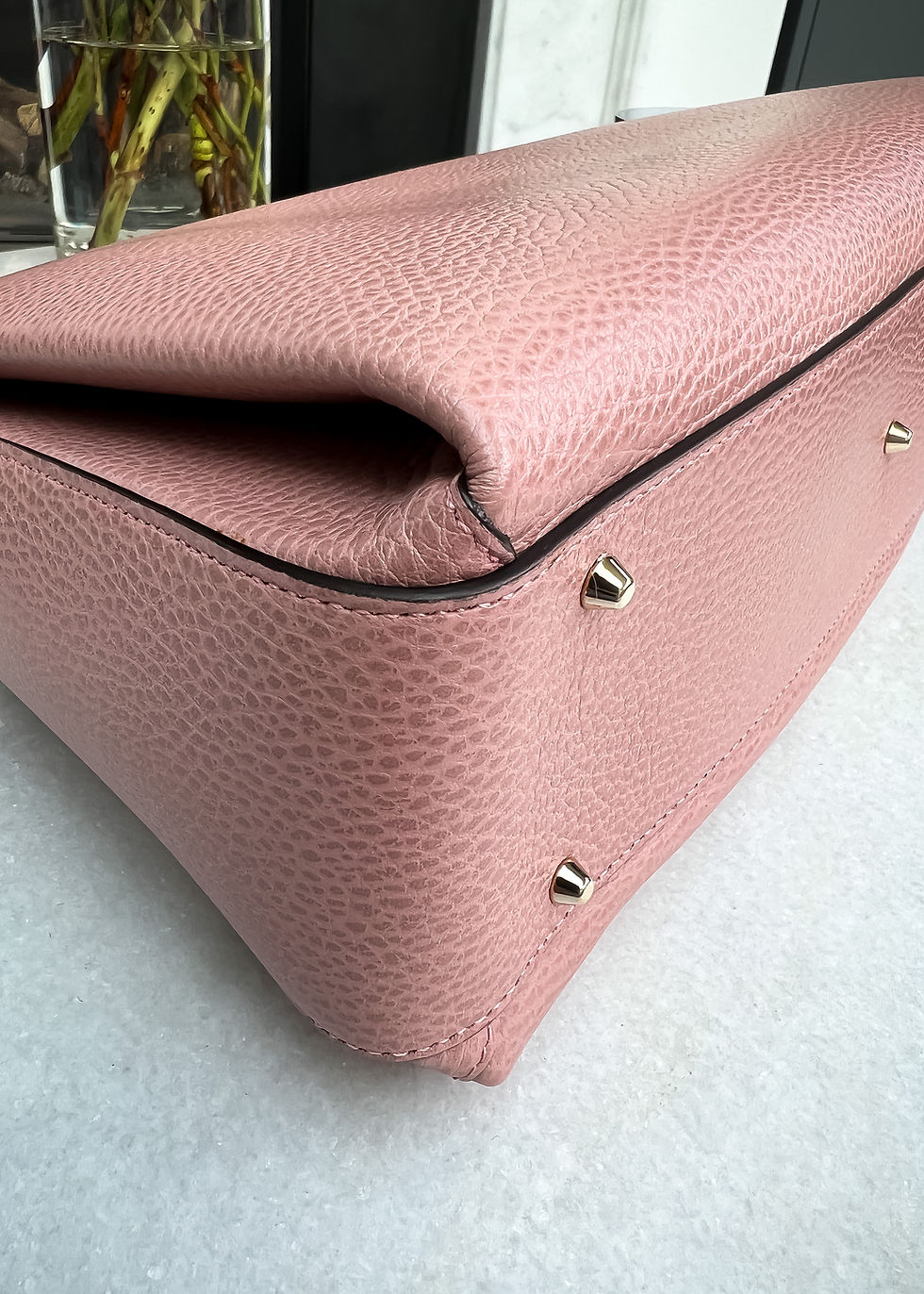 Thumbnail: Gucci Interlocking GG Blush Pink Large Top Handle Bag with light gold hardware.