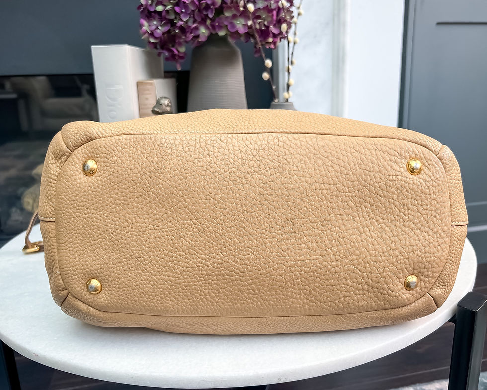 Thumbnail: Prada Sacca 2 Manici Tote Vitello Daino Medium beige with gold hardware
