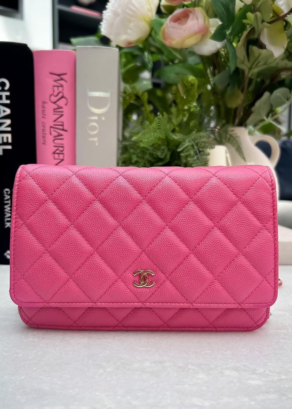 Thumbnail: Chanel 19C Pink Wallet on Chain with light gold hardware (RRP £2810)