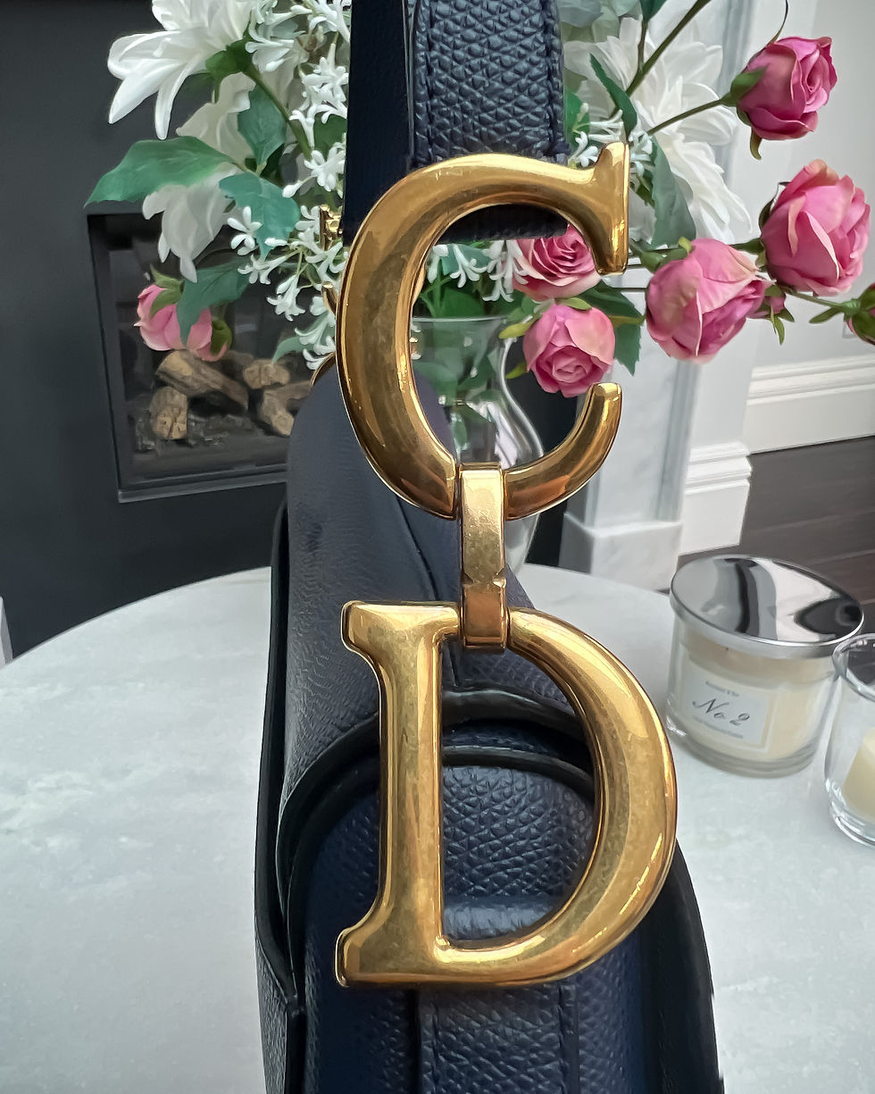 Thumbnail: Christian Dior Saddle Bag in navy grained calfskin