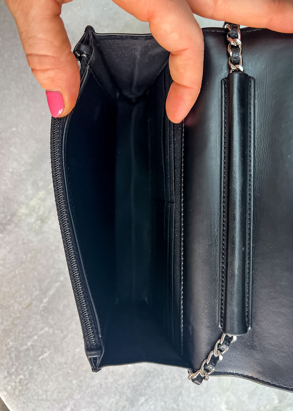 Thumbnail: Chanel Timeless Wallet on Chain Bag - black with silver hardware
