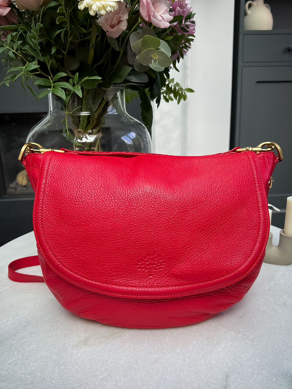 Thumbnail: Mulberry Effie Satchel in red with gold tone hardware