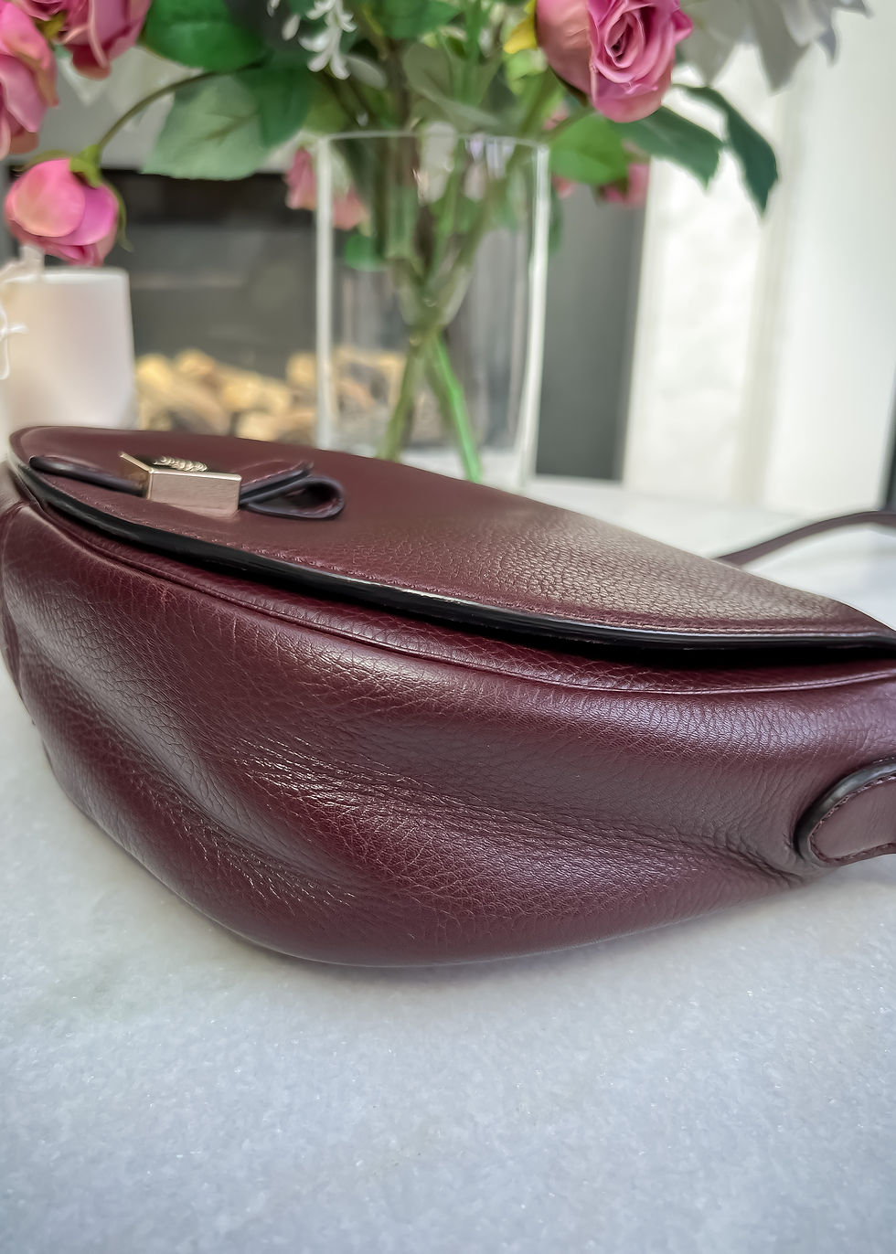 Thumbnail: Mulberry Tessie Satchel - oxblood with light gold tone hardwa