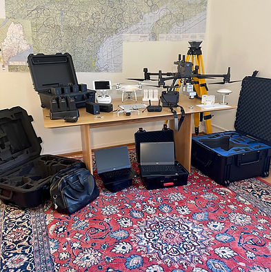 Photo of Drones and equipment, batteries, chargers, Lidar camera and cases.