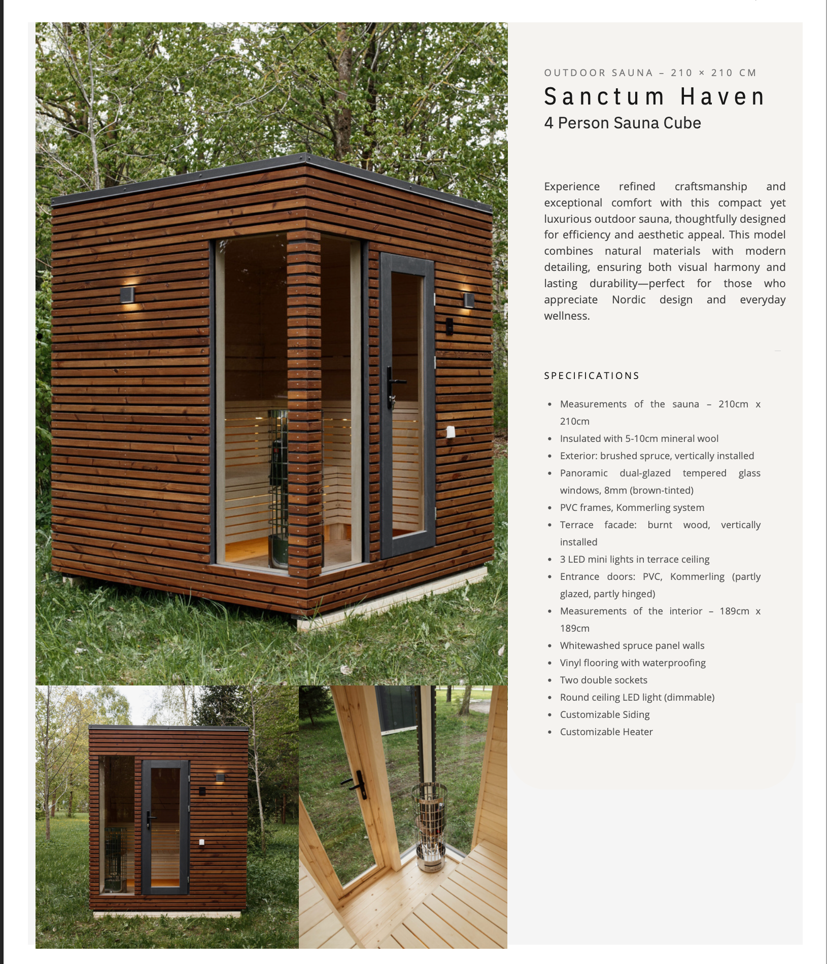 Insulated frame sauna Balance 210×210