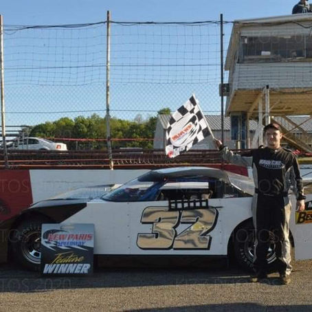 Austin Maynard wins the Limited Late Model Feature at New Paris Speedway 