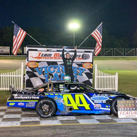 Justin Mondiek wins the Super Late Model Feature at Golden Sands Speedway 