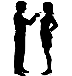 silowette of man and woman talking.