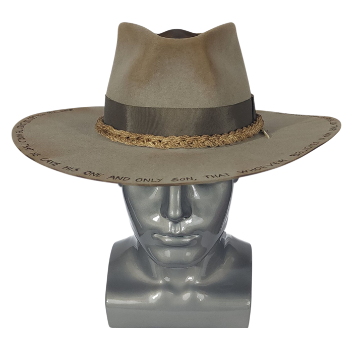 Thumbnail: Handcrafted PATH TO RIGHTEOUSNESS hat in Natural color