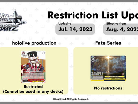 Weiss Restriction List Update - July 14, 2023