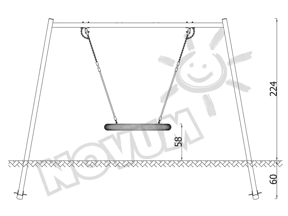 Sīktēls: Urbi Divvietīgas šūpoles, metāla stabi C / bez sēdekļiem