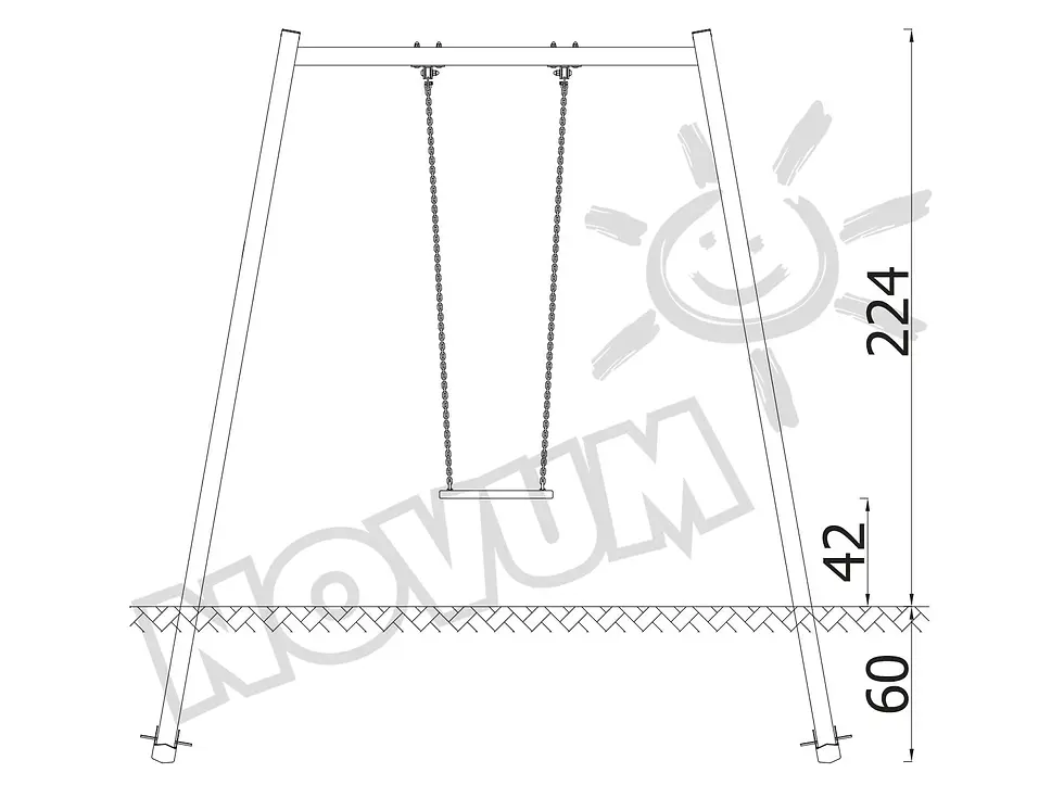 Sīktēls: URBI vienvietīgas šūpoles, metāla stabi C / bez sēdvietām