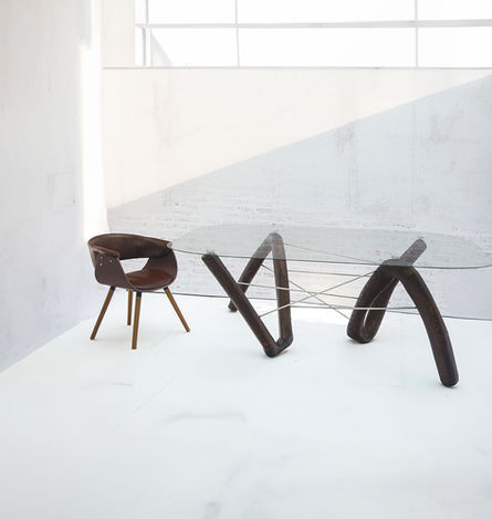 Glass Table | Sebastianadamiec Stół szklany drewno sztuka unikatowy design
