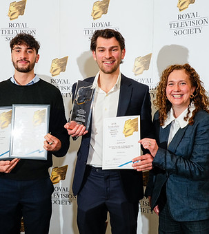 Matisse receiving the Royal Television Society Yorkshire Student Award for his final university documentary project