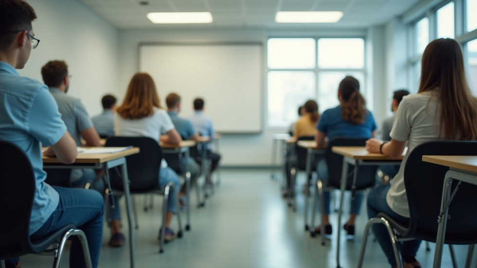 Eye-level view of a modern classroom setting