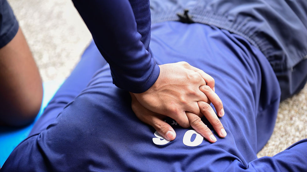 Eye-level view of a training session for CPR techniques
