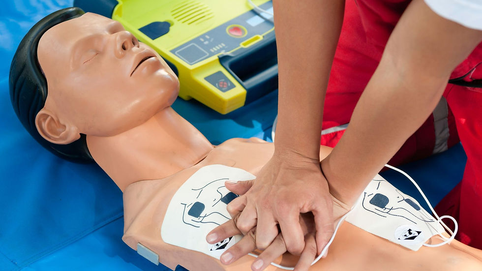 High angle view of an empty CPR training manikin