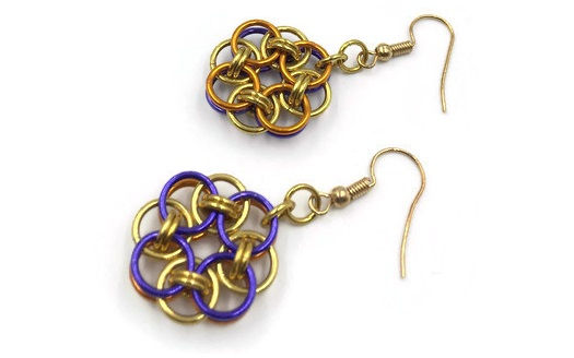Thumbnail: Helm Chain Medallion Earrings, Reversible, Hypoallergenic Hooks