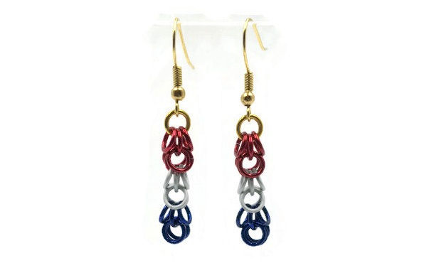 Thumbnail: Shaggy Loops Earrings, Patriotic