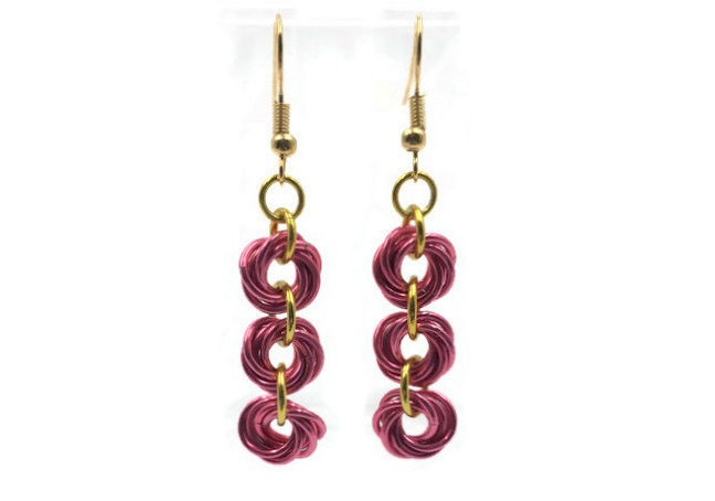Thumbnail: Triple Mobius Earrings, Binary, Clip-ons