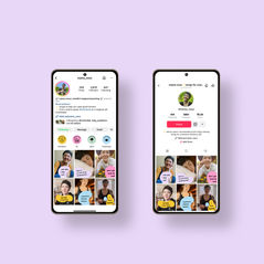 Mockup of mama nous on Instagram and TikTok.
