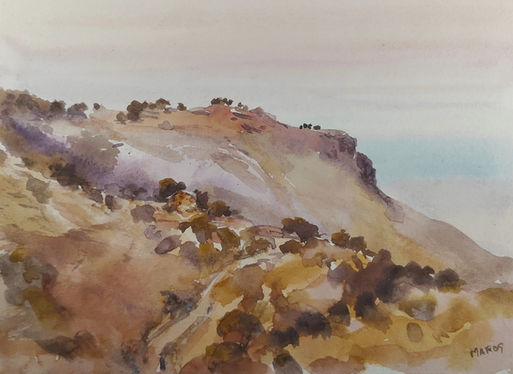 San Matteo Saint Matteo san matteo sera dopo lo scirocco Saint Matteo The Evening After The Scirocco pittura fatto nello studio studio painting acquerello watercolour carta per acquerello watercolour paper foschioso hazy fine estate late summer pomeriggio afternoon FALSE