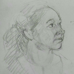 Femmina Female   disegno schizzo drawing sketch grafite graphite carta di giornale newsprint  da immagini di riferimento NMA nma library reference figura figure