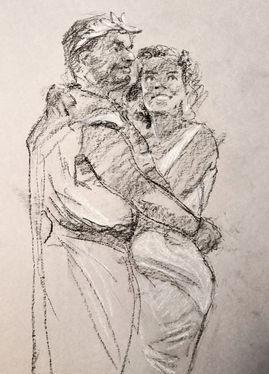 Giuseppe & Giulia Giuseppe & Giulia disegno dal vero live drawing carboncino charcoal pencil carta grigio toned paper dal vivo from life figura figure
