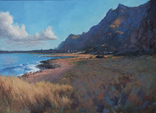Zingari nella Baia Gypsies In The Bay luce mattutina sugli zingari nella baia margherita Morning Light On The Gypsies in The Bay of Margherita pittura fatto nello studio studio painting olio oil lino su telaio stretched linen chiaro clear fine estate late summer Mattina morning FALSE