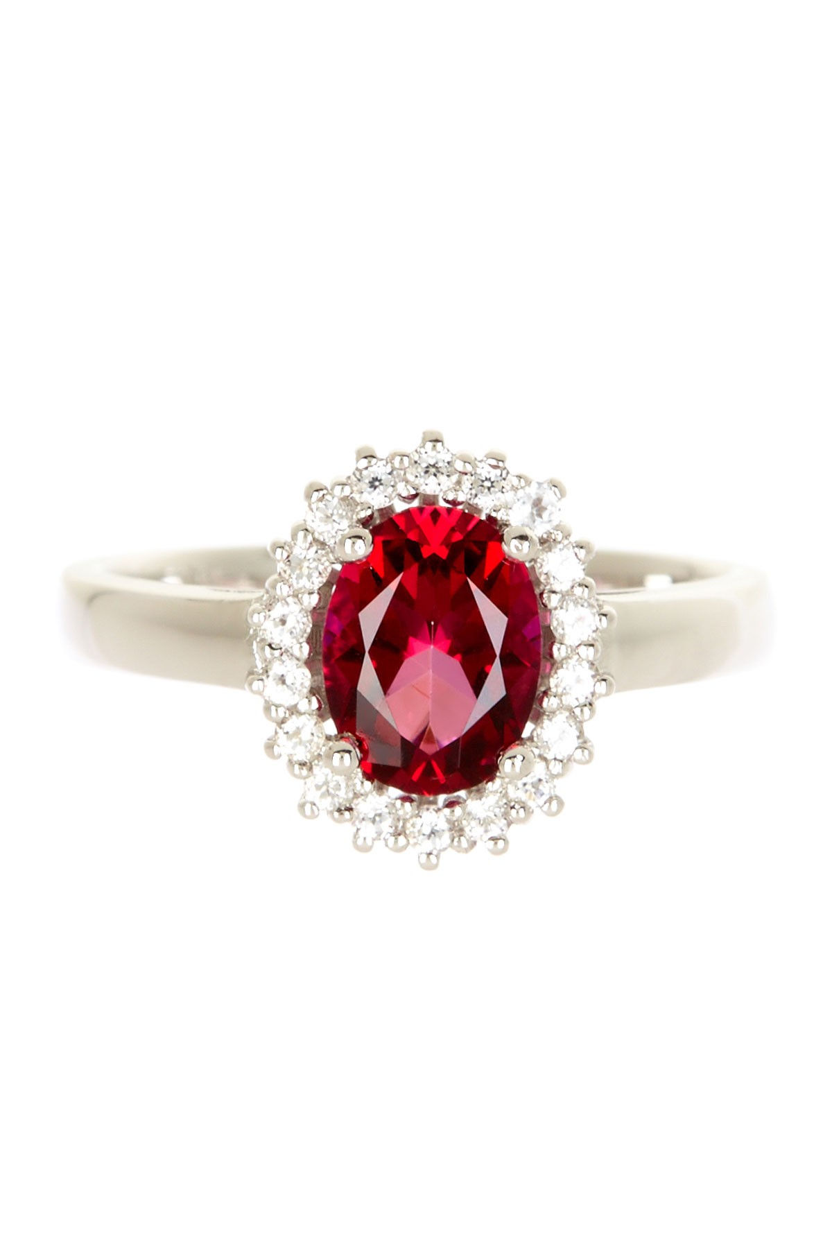 Oval Blazing Red Halo Ring