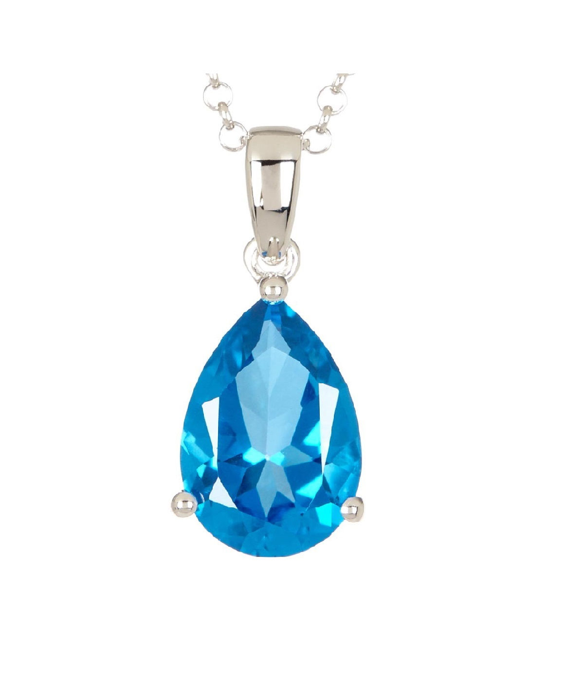 Pear Kashmir Blue Solitaire Pendant