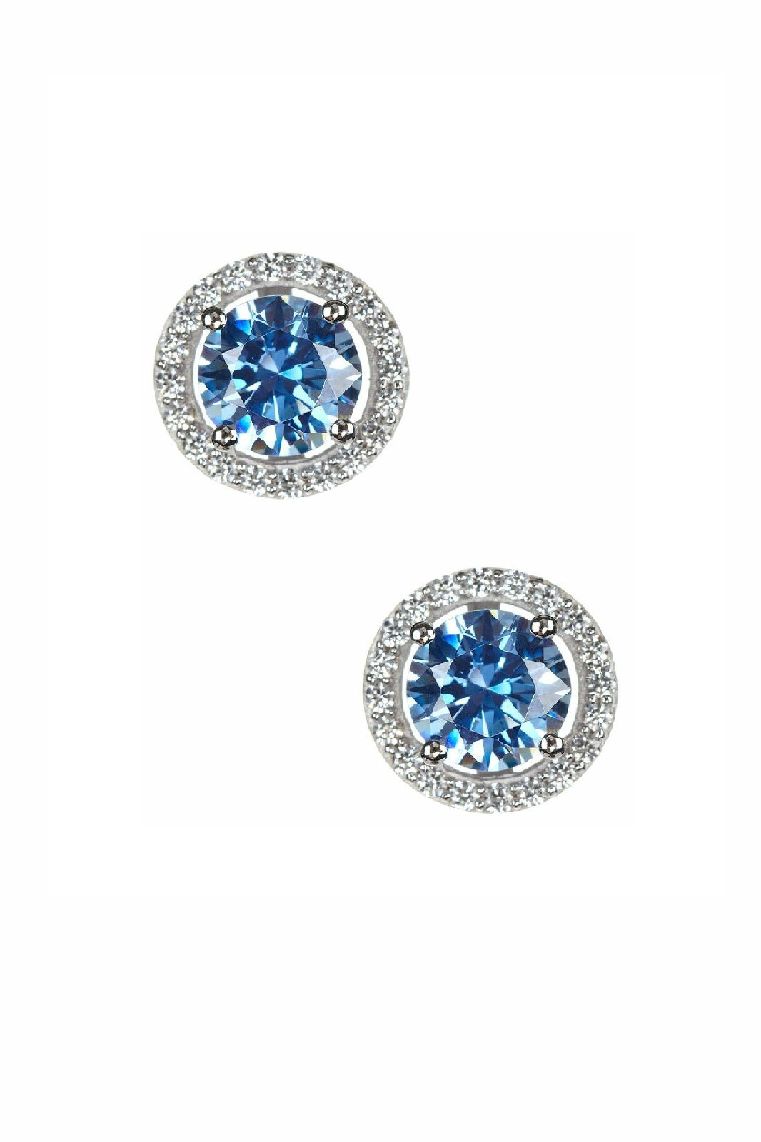 Round Blue Halo Earring