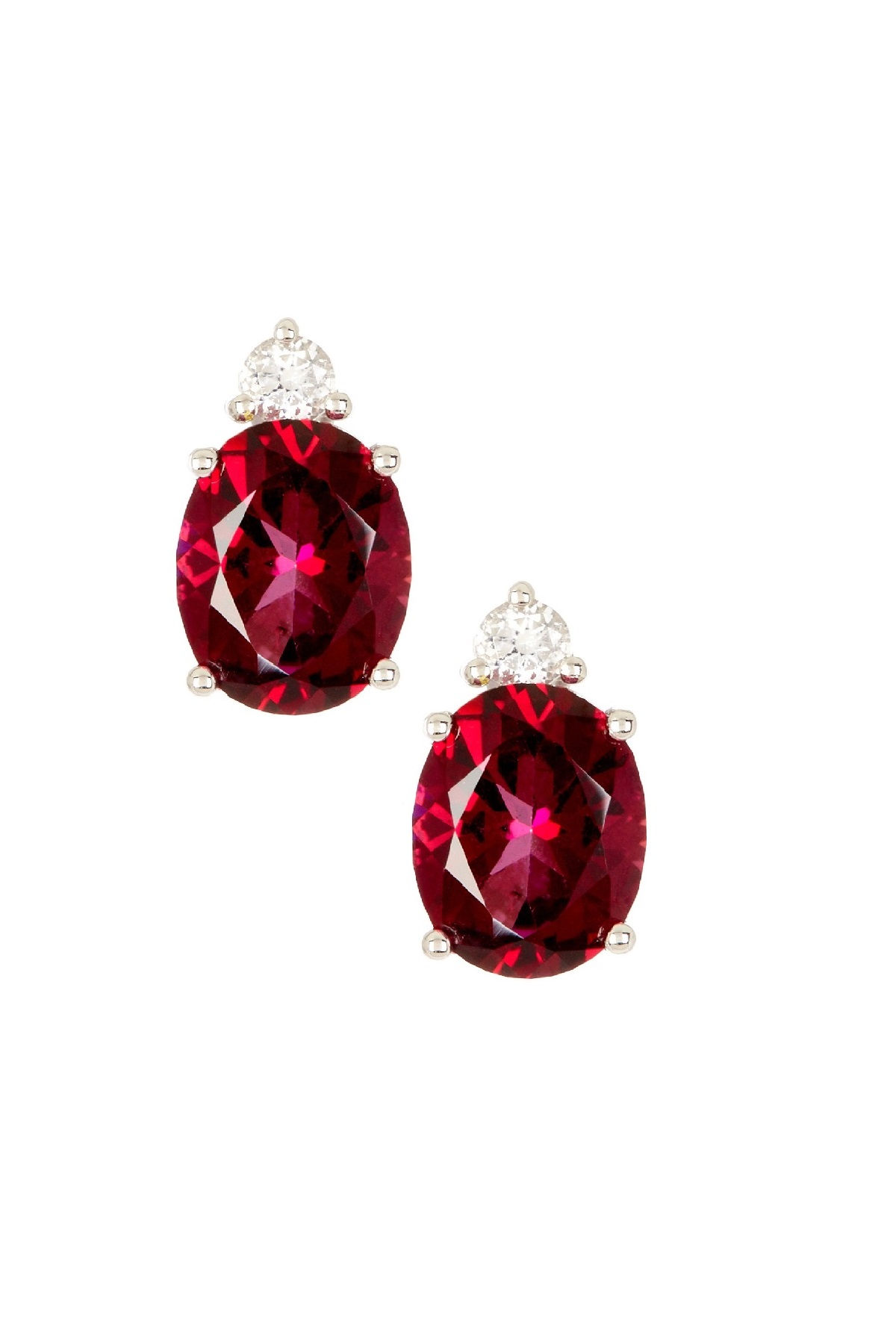 Oval Blazing Red Halo Earring