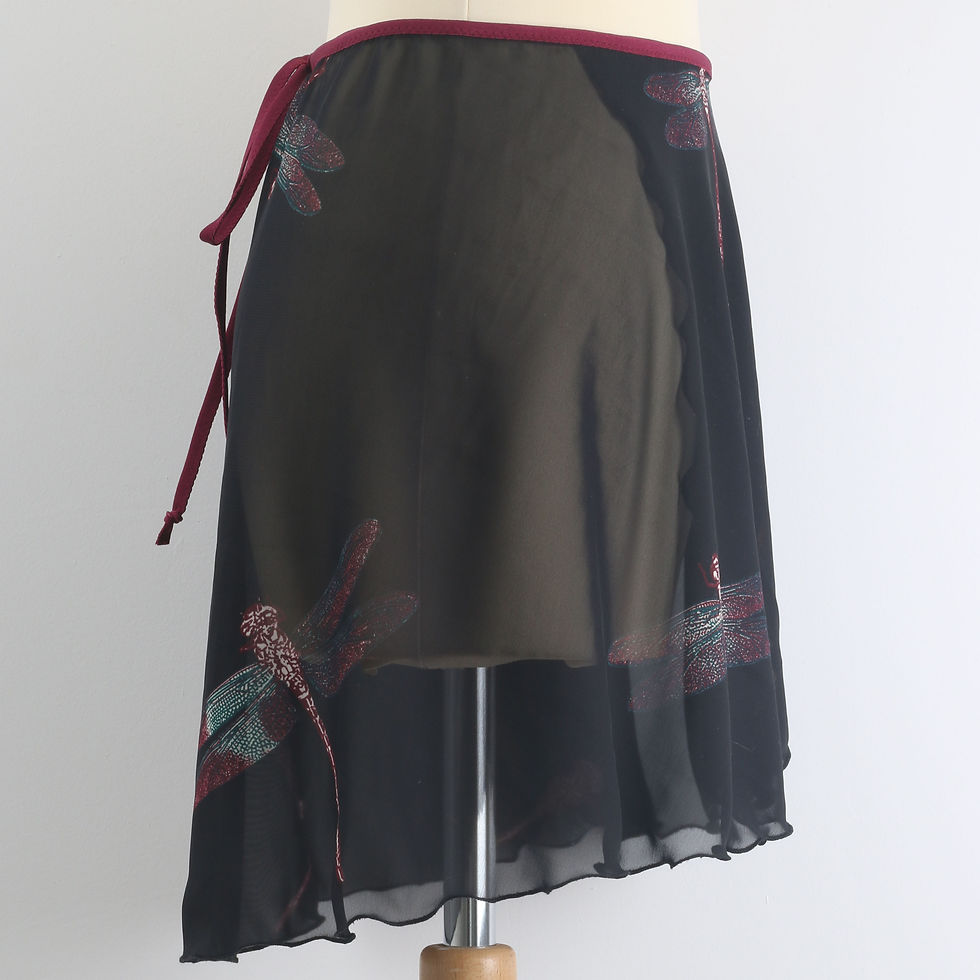 Thumbnail: Adult Chiffon Ballet Wrap Skirt Dragonfly Mid-length Side